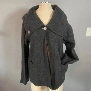 Woolen Deane & White Wool Button Down Grey Cardigan